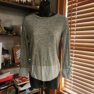 .Textured Gray Mock Layered Blouse from LOFT